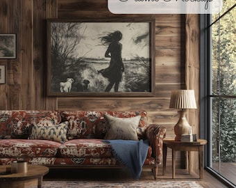 Modern Rustic Cabin Frame Mockup, Poster Art Template, Large Horizontal Mockup, Photo Realistic, Moody Art Mockup, Wood