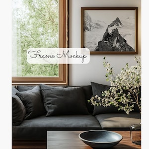 Horizontal Frame Template in Modern Styled Interior, High Quality Art Mockup Template, Photo Realistic Art Presentation, Picture Frame