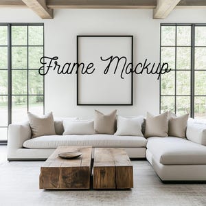24x30 Blank Frame Mockup for Artists, 4:5 Ratio Mockup, Vertical Poster Mockup Template in Living Room, PSD Smart Object Mockup File
