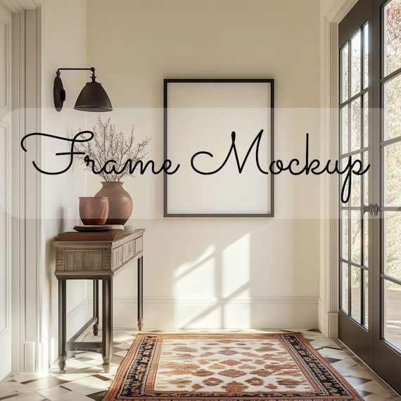 Vertical Art Print Mockup: Modern Rustic Entrance (PSD)