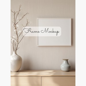 Scandinavian Frame Mockup for Horizontal Art, Neutral Interior Mockup, PSD Frame Mockup, Photo Frame Mockup, White Frame, Realistic Detail