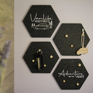 Set of 2 Vanlife felt pinboards | Camper pin board | Campervan memo board | Hexagon on felt