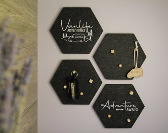 Set of 2 Vanlife felt pinboards | Camper pin board | Campervan memo board | Hexagon on felt