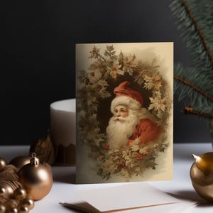 Winter Postcard Christmas  Card Vintage nostalgic Santa Clause Postkarte