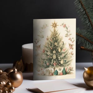 Winter Postcard Christmas Tree Card Vintage nostalgic Postkarte