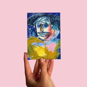 Carte postale n° 106 Art, Pastel à l'huile sur papier, Portrait
