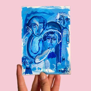 Carte postale n° 73 Art, Portrait, Gouache sur papier