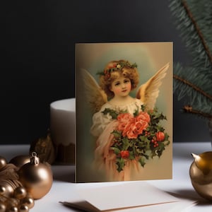 Winter Postcard Christmas  Card Vintage nostalgic Angel Postkarte