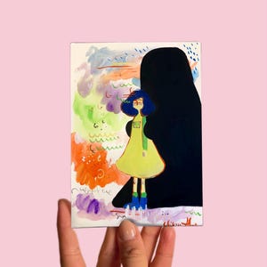 Carte postale n° 30 Art, Jaune, Gouache sur papier