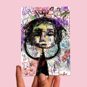 Carte postale n° 95 Art, Insomnie, Création numérique, Carte de vœux