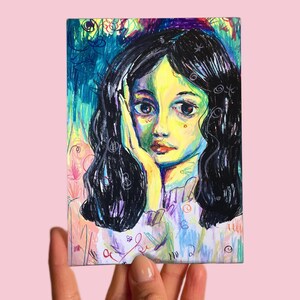 Carte postale n° 56 Art, Pastel à l'huile sur papier, Portrait