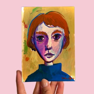 Carte postale n° 74 Art, Portrait, Gouache sur papier