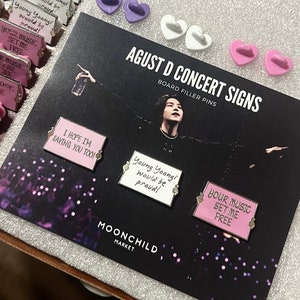 Agust D Concert Signs Board Filler Pins Set | Moonchild Market