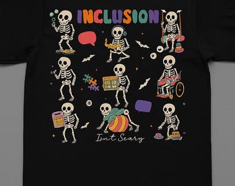 Camiseta de esqueleto "La inclusión no da miedo"