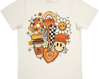 Linda camiseta retro de sublimación de otoño