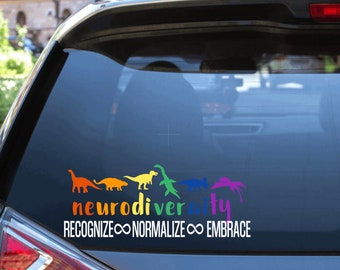 Calcomanía de coche de neurodiversidad de dinosaurios
