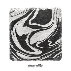 Swirly Slate Coasters Set of 4 - Unique Abstract Design - Stylish Drink Coasters for Home Decor and Gifts
