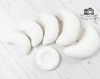 Newborn Posing Cushions Filled Mini Pillows for Newborn Photography Beanbag Posing Moon Shape Head and Body Support Posing Beans
