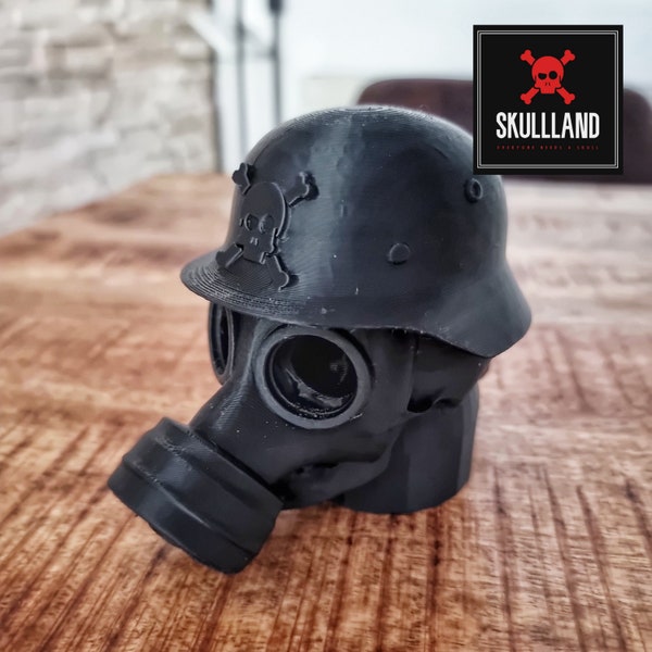 Kappe für Anhängerkupplung SKULL | TOTENKOPF Gas Maske | Stahlhelm mit DIEBSTAHLSICHERUNG