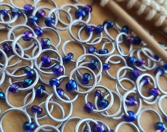 Snag free Stitch Markers "Winter Night", Silver Rings