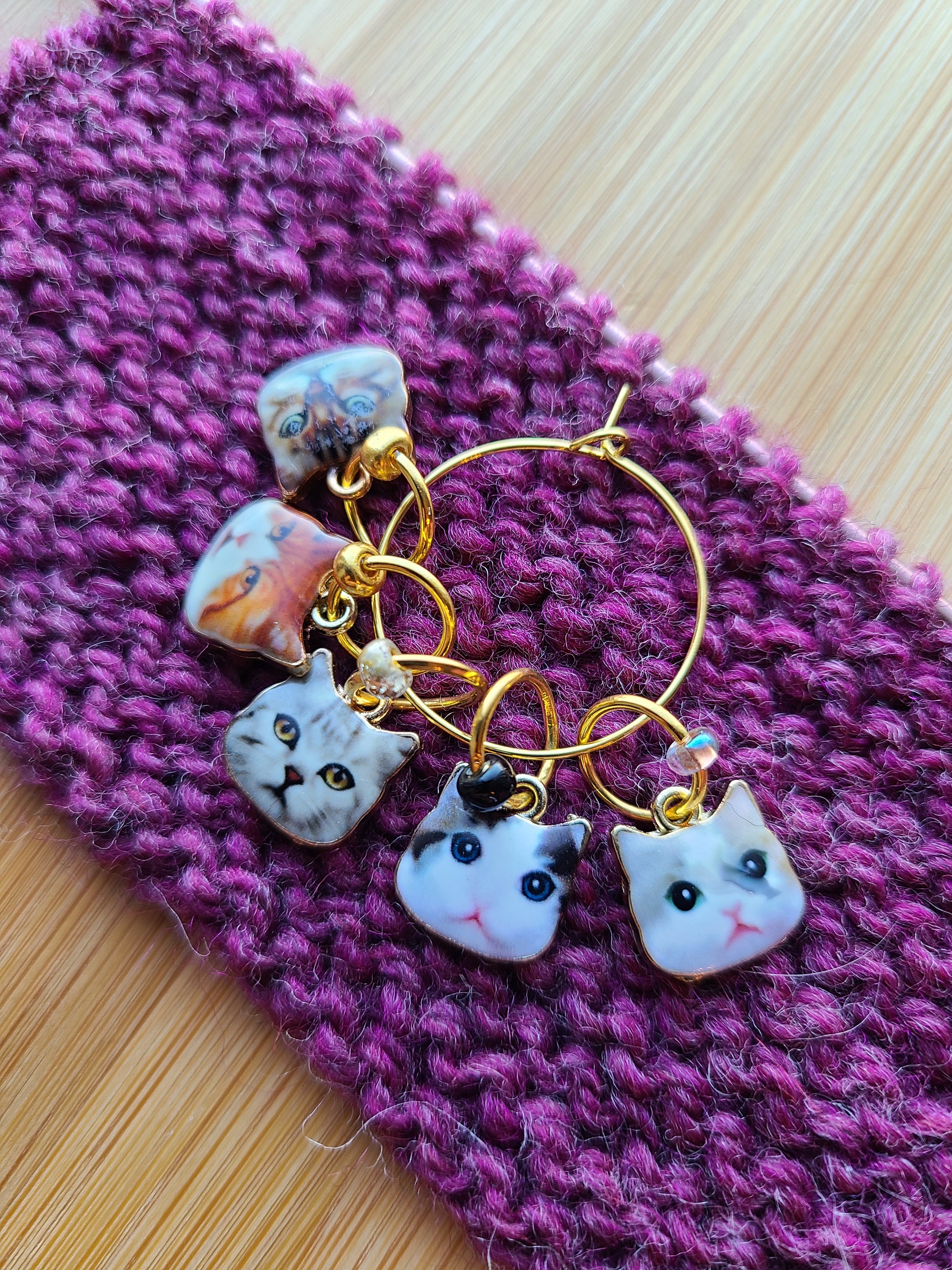 Cat Stitch Marker Set of 5 Knitting Notions Knitting Etsy