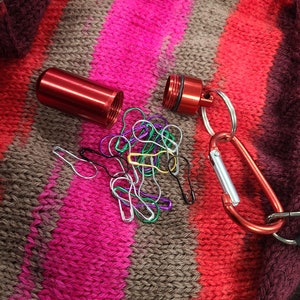 In Case of Emergence, Stitch Marker case with stitch markers, small notions holder