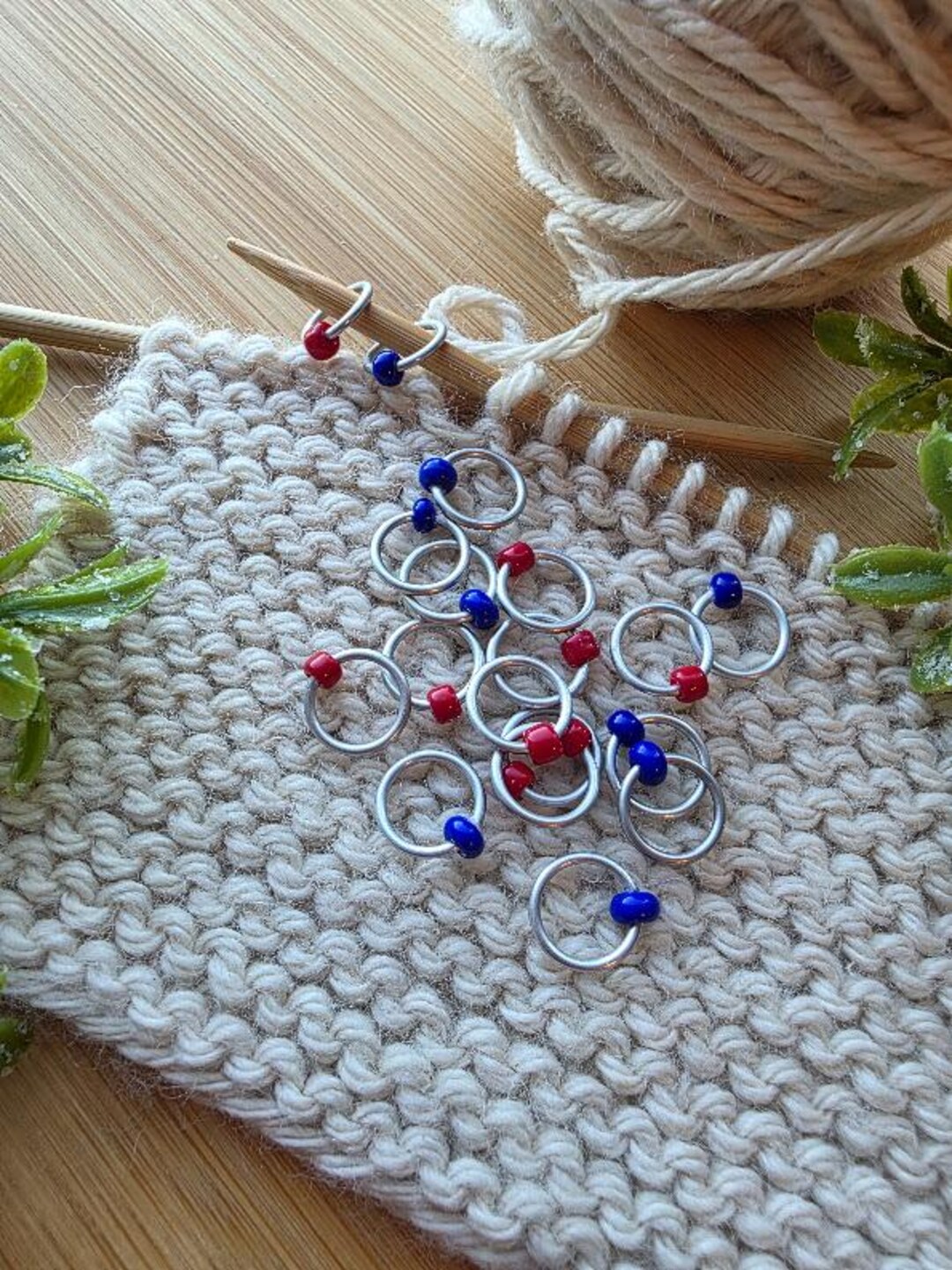 Snag Free Stitch Markers "patriotic" - Silver Rings, 2 Row Counter ...