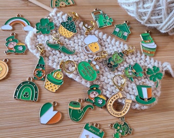 ST PATRICKS DAY Stitch Markers mystery sets , St Patties Mix, Progress keepers or Needle Huggers, (5, 10, 15, 20 piece sets)
