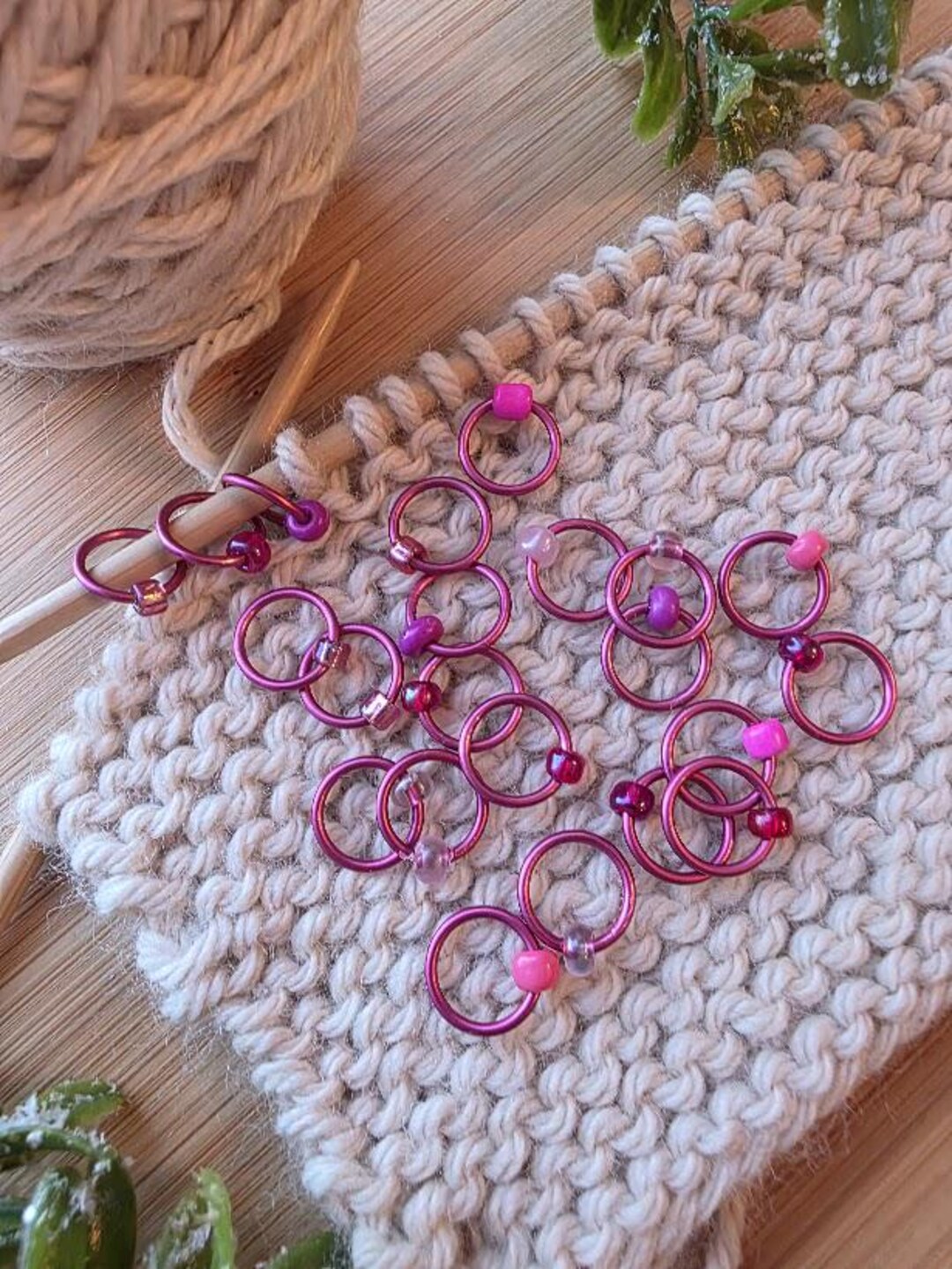 Snag Free Stitch Markers "pink Petals" ,dangle Free Knitting Rings ...