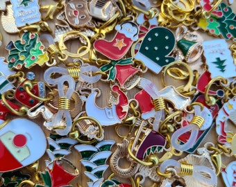 Mystery Stitch Marker Pack , Classic Christmas  | Progress Keeper | Christmas Needle Hugger /  Knitting notions(5, 10, 15, 20 piece sets)