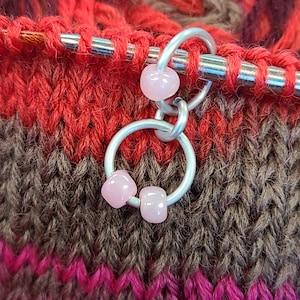 2 Row Stitch Marker Counter, Knitting gifts, Knitting accessories, silver tone rings