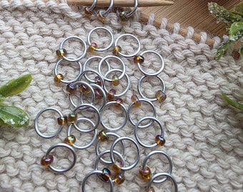 Snag free Stitch Markers "Ray of Sunshine"  - Silver Rings, knitting notions