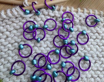 Snag free Stitch Markers "Silent Dreams" - 2 row counter or Raglan set, Knitting Gifts