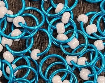 Snag free Stitch Markers "Daiquiri Ice"  - Teal Rings, knitting gifts, knitting accessories