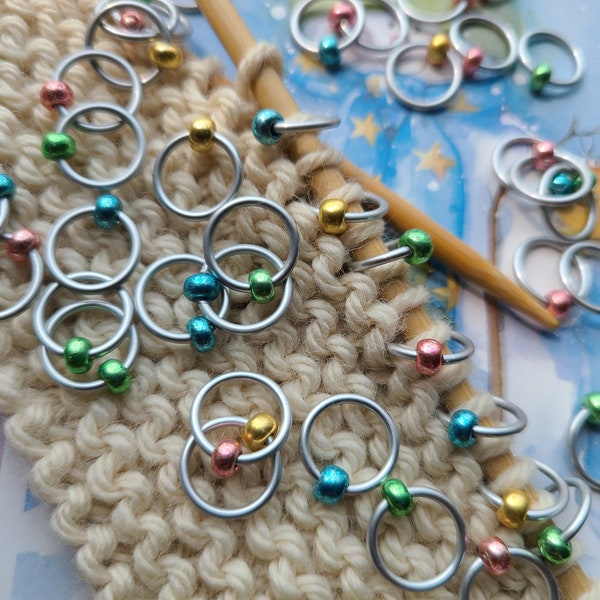 Snag free Stitch Markers "Antique Ornament"  - Silver Rings