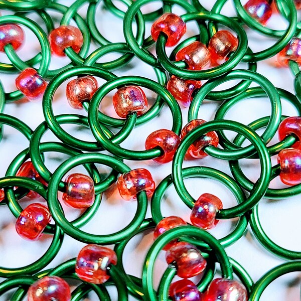 Snag free Stitch Markers "Watermelon"  - Green Rings