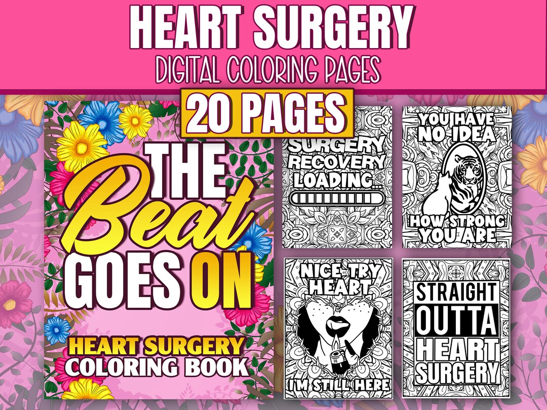 Heart Surgery Digital Coloring Book, Printable Pages for Women With ...