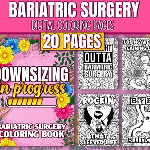 Libro para colorear digital de cirugía bariátrica - Citas divertidas y motivadoras - Páginas para colorear imprimibles para mujeres después de la cirugía de pérdida de peso VSG
