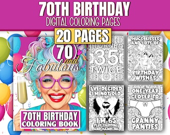 70th Birthday Coloring Book for Women | Funny Gag Gift, Turning 70 Milestone | Grandma Birthday Gift for Her, Printable PDF