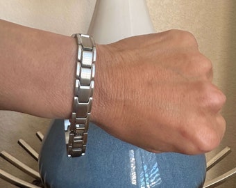 Bracelet Magnétique énergie BIO En Titane - Pur, Pour Le Bien-être Et L'arthrite, Neuf !