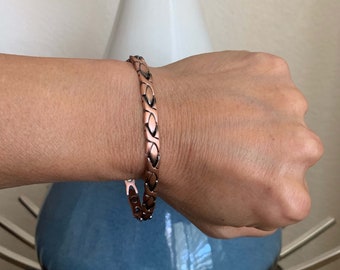 Beau bracelet magnétique mince en cuivre pur femmes hommes rétablissent l'équilibre, force énergétique, améliore la joie et le calme, cadeau de vacances parfait pour femmes et hommes