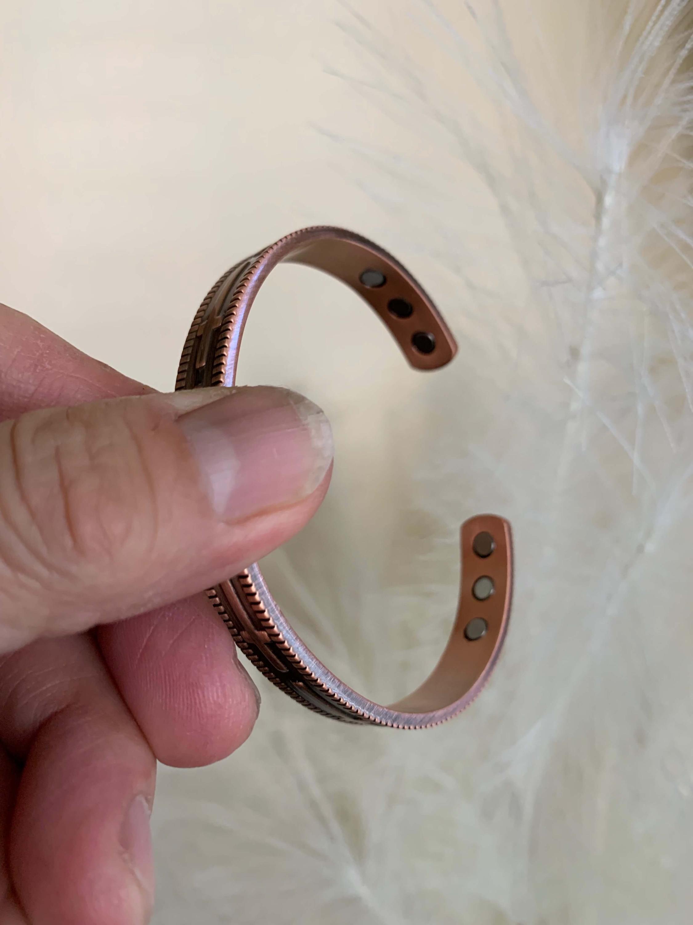 Bracelet Magnétique En Cuivre "Croix D'Amour" - Pour Soulager Douleurs (Arthrite, Fibromyalgie) - Neuf