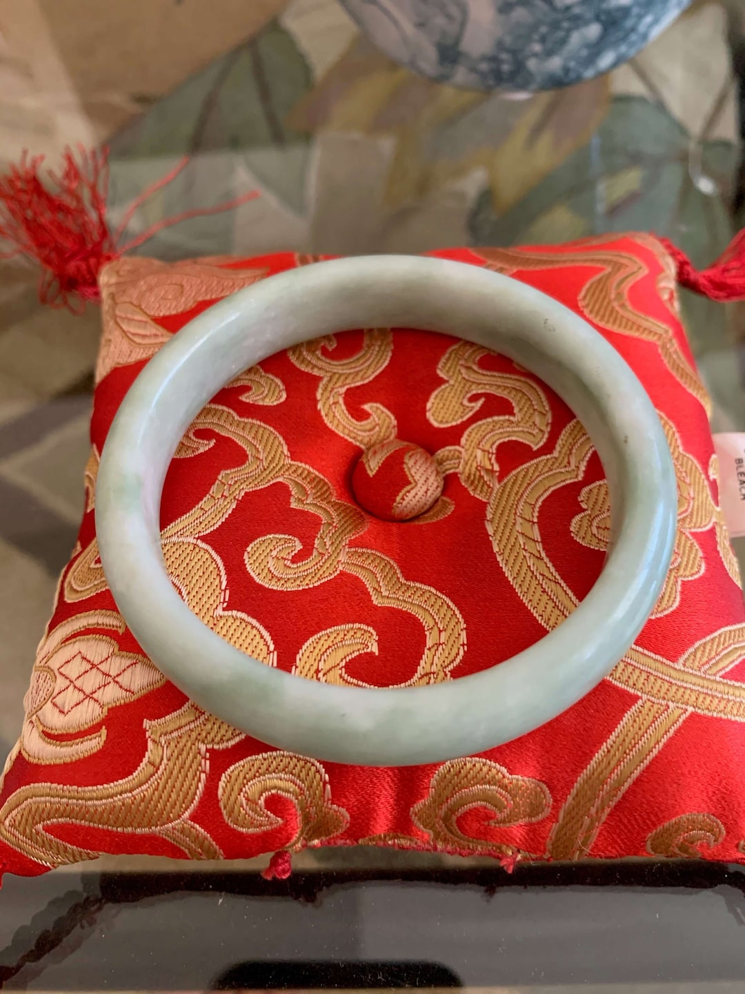 Genuine Light Green Jade Bangle Bracelet for Good Fortune
