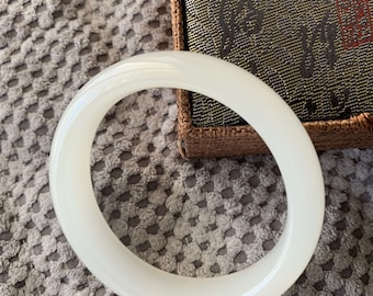 Beautiful Afghan White jade bracelet bangle Calming Happy Good Luck Money Good Fortune Protection Perfect Gift for her women 54 to 64mm 