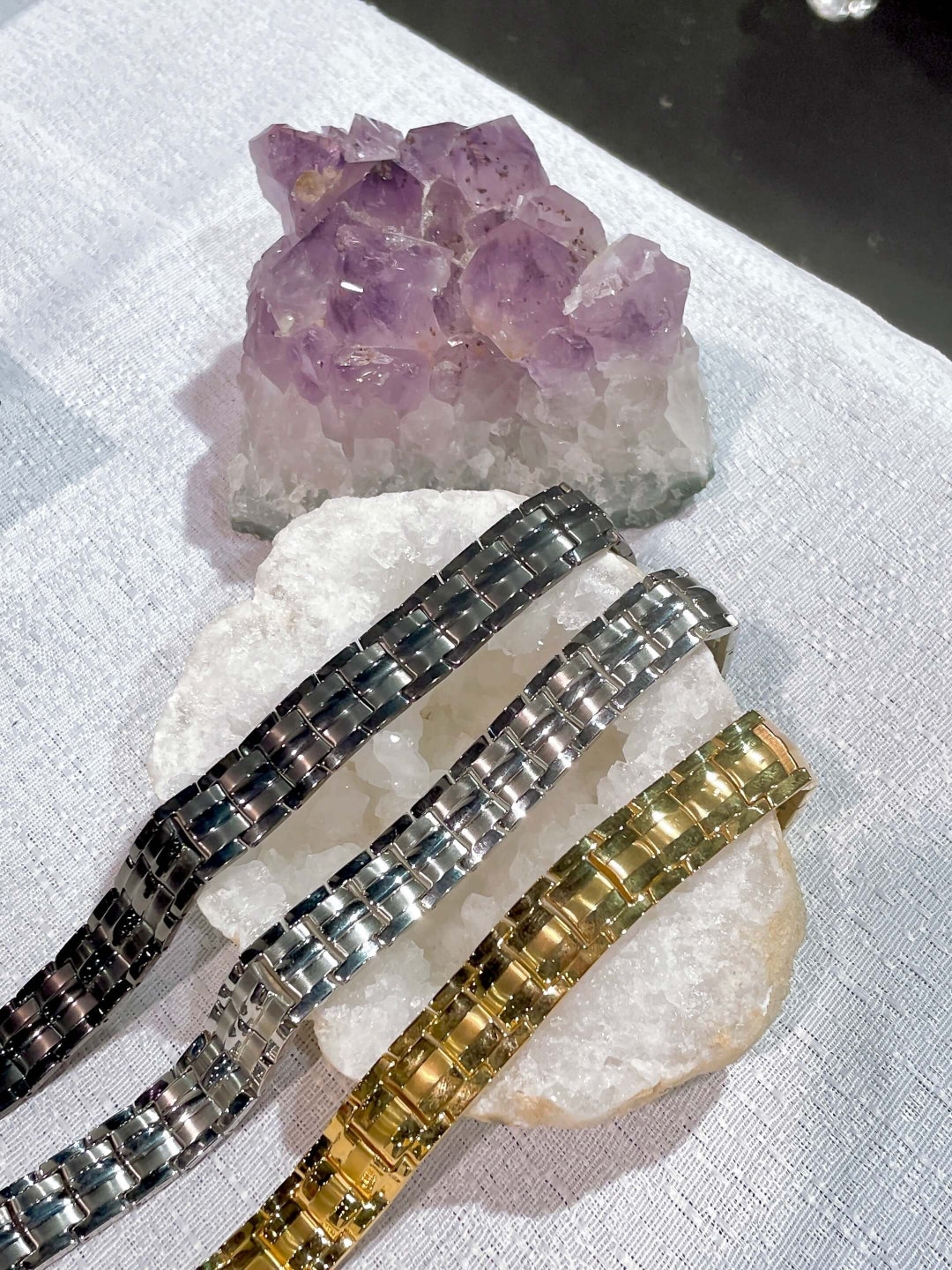 EUMENIDES Bracciale Magnetico Per Uomo E Donna, 2 Pezzi, Braccialetto Ematite Antistatico, Bracciale, Adjustable (6.5 - 7.5 Inches), Magnete, Magnetico - Foto 4