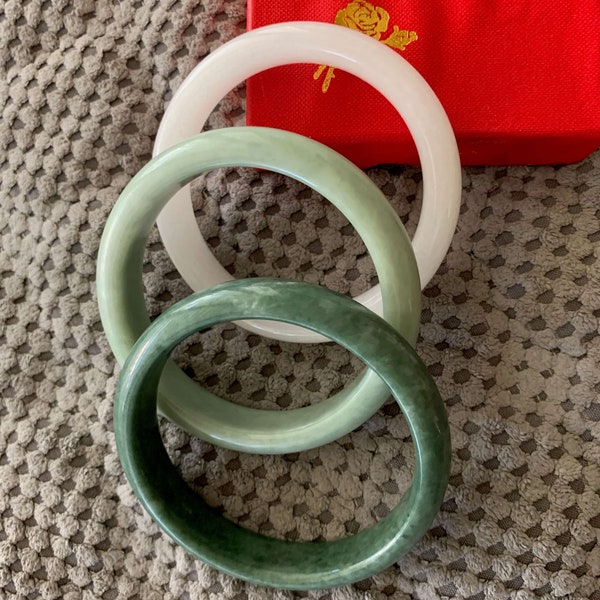 Gorgeous jade bracelet 3 color Real Jadeite Bangle Good Luck Money Good Fortune Love Happy Joy Protection from harm Perfect Gift for her New