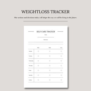 WEIGHT LOSS TRACKER, Weekly Weight Loss Goal Journal Printable, Weekly Weight In Chart, Water/Workout/Food Tracker, Weight Loss Log Planner