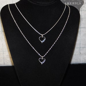 Collar con colgante de corazón de plata de ley hecho a mano, minado natural de 3 piedras preciosas de 2,5 mm