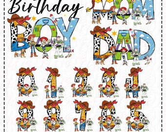 Toy Story Birthday Boy SVG PNG (1-9 years), Mom Dad Couple Design (Digital Download)