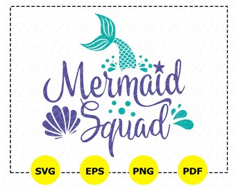 Mermaid Squad SVG, Summer PNG, Cut File (Digital Download)